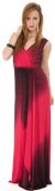 V-neck Wrap Style Ombre Formal Dress with Front Sash in Fuchsia